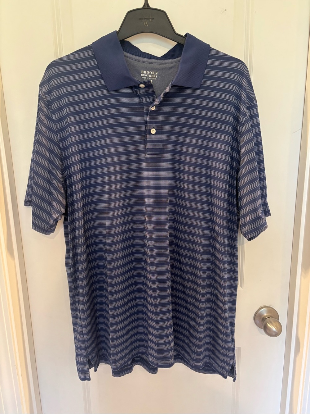 Brooks Brothers Navy and Light Blue Striped Polo